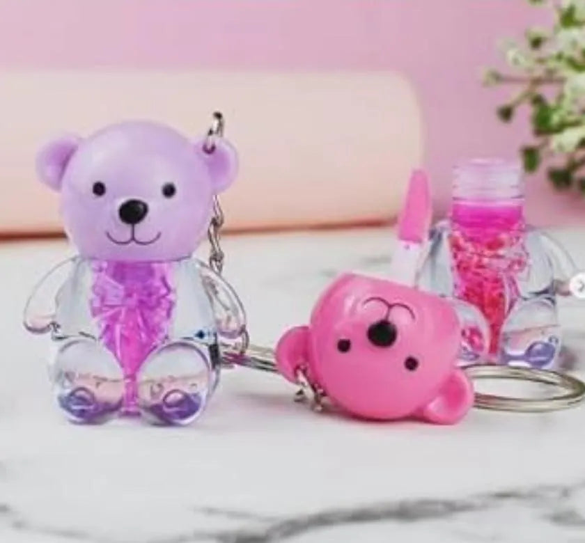 Teddy Bear Moisturizing Lip Oil With Key Chain, Pack Of 3