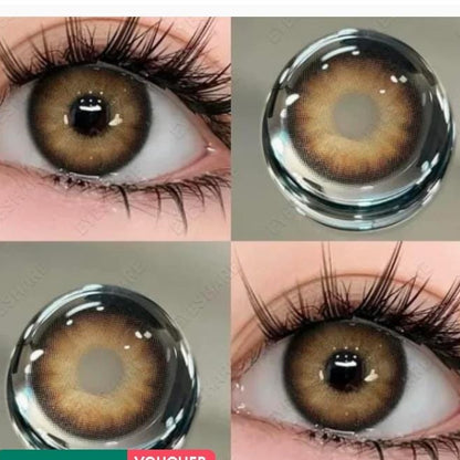 3-Tone Contact Lens Set – Honey Hazel with Solution, Container & Travel Kit | Complete Eye Care Package