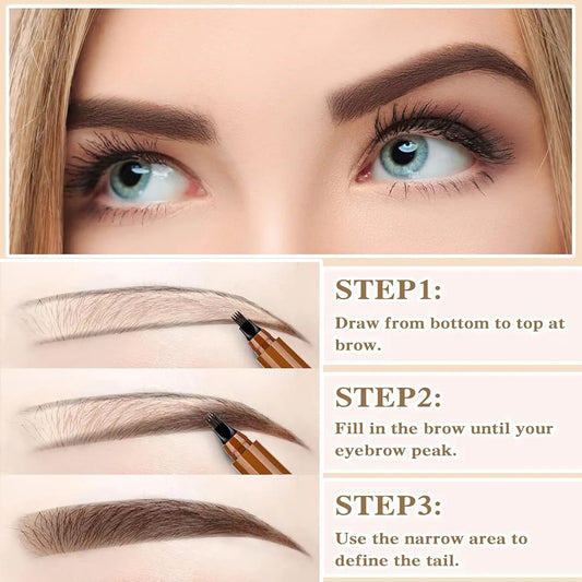 4-Point Tattoo Brow Pen – Eyebrow Pencil for Natural Look, Black | 4-Tip Tattoo Eyebrow Pen
