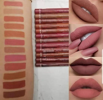 Flormar Waterproof Lip Pencil Set of 12 – Original Long Lasting Smudge Proof Lip Liners with 12 Premium Shades for Perfect Lips