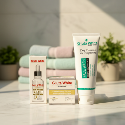 Gluta Facewash & Serum Combo in Pakistan – Skin Brightening, Anti-Aging, Deep Cleansing & Glowing Skincare Deal
