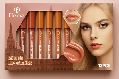 Nude Shades High Pigmented Creamy Long-Lasting Glosses – Set of 12