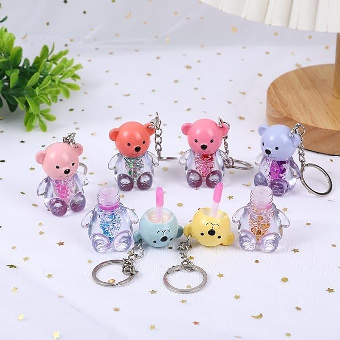 Teddy Bear Moisturizing Lip Oil With Key Chain, Pack Of 3