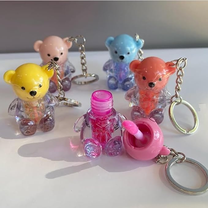 Teddy Bear Moisturizing Lip Oil With Key Chain, Pack Of 3