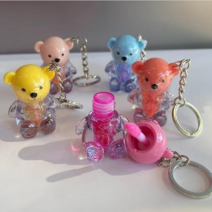 Teddy Bear Moisturizing Lip Oil With Key Chain, Pack Of 3