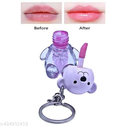 Teddy Bear Moisturizing Lip Oil With Key Chain, Pack Of 3