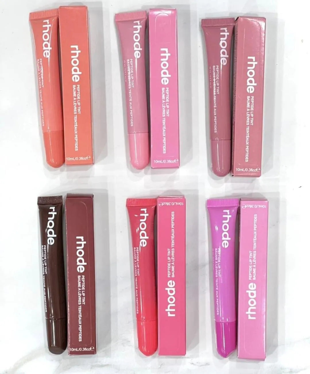 6 Pcs RHODE Cool Undertone Glossy Finish Lip Gloss - Multicolor Collection