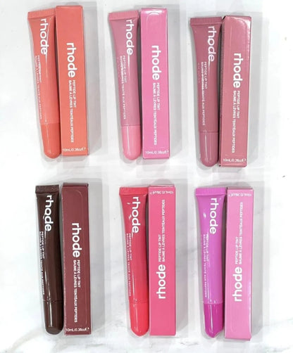 6 Pcs RHODE Cool Undertone Glossy Finish Lip Gloss - Multicolor Collection