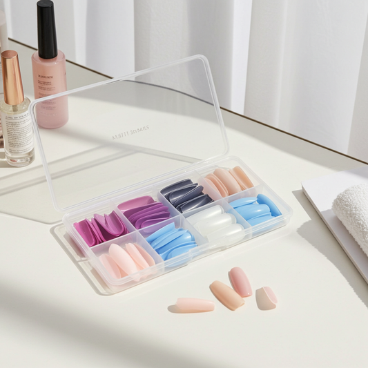 Reusable Fake Nails Set – 144pcs Box with Beautiful Assorted Colors | Long Lasting Artificial Nails for Girls