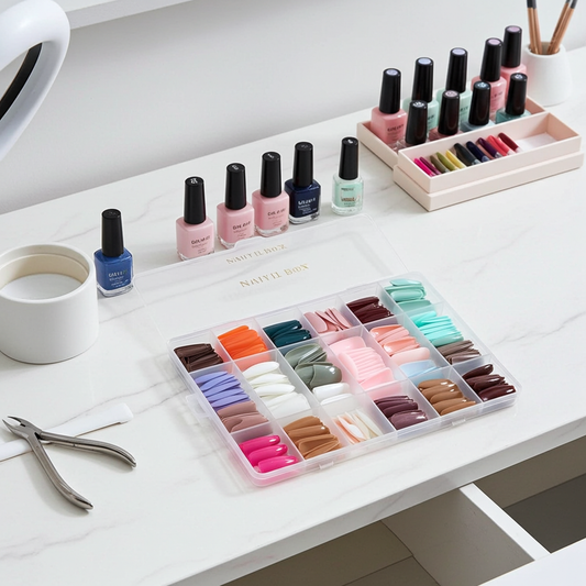 576 Pcs Reusable Fake Nails Set – Assorted Color Box for Girls | Long Lasting Artificial Nails